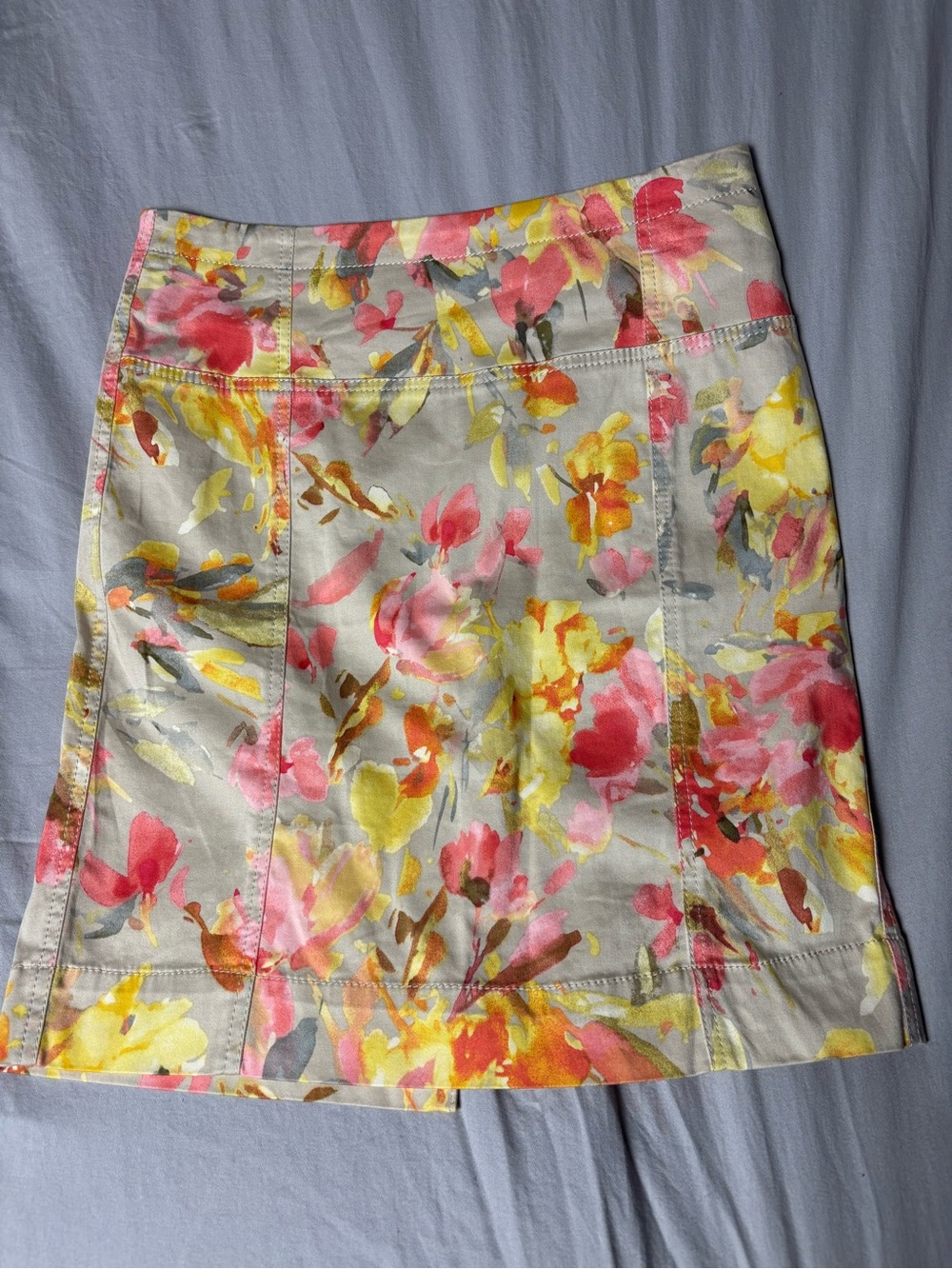 Anne Klein Floral Mini Skirt in Ivory with Pink & Yellow